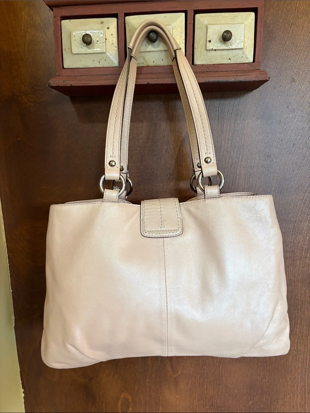 COACH Soho Leather Tote SHELL PINK/PEACH Bag Purse